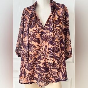 Joie Women’s Multicolor Floral 3/4 Sleeve Blouse NWOT Sz L